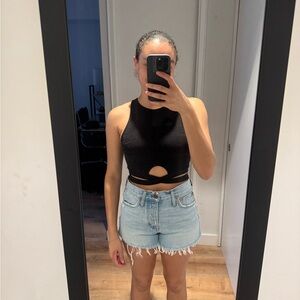 Black Cutout Crop Tank Top